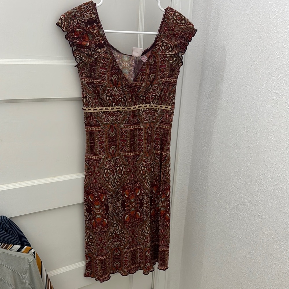 Xhilaration Red Asymmetrical Sheath Dress V-Neck Flutter Sleeve